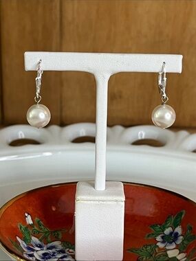 Pair of Timeless 925 Lever back Faux Pearl Drop Earrings.  NWOT